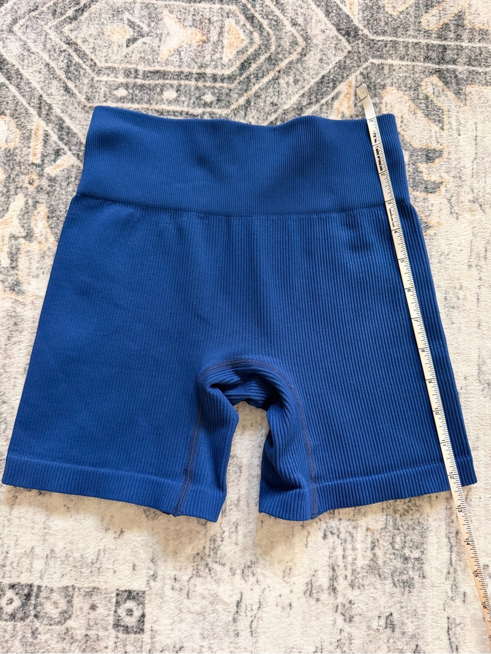 Women’s Ribbed Blue Bike Shorts
